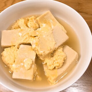 白だしで高野豆腐の卵とじ。